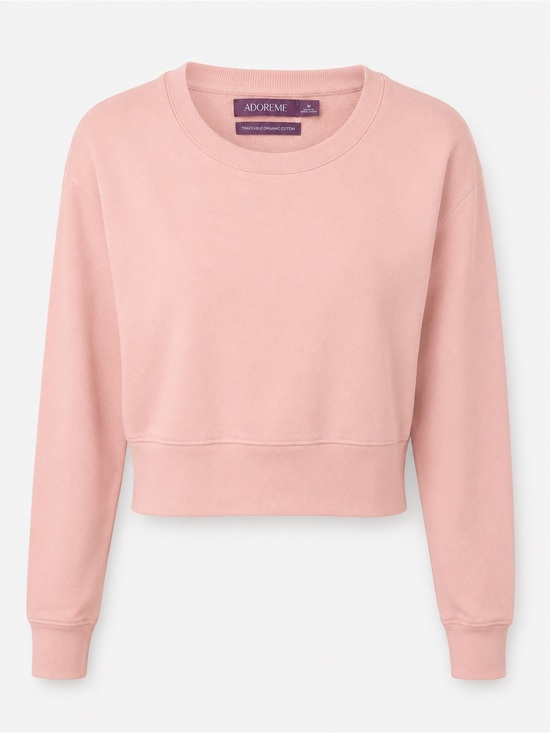 Adore Me Tops - Adore Me Cropped Crewneck Sweatshirt in Light Pink
